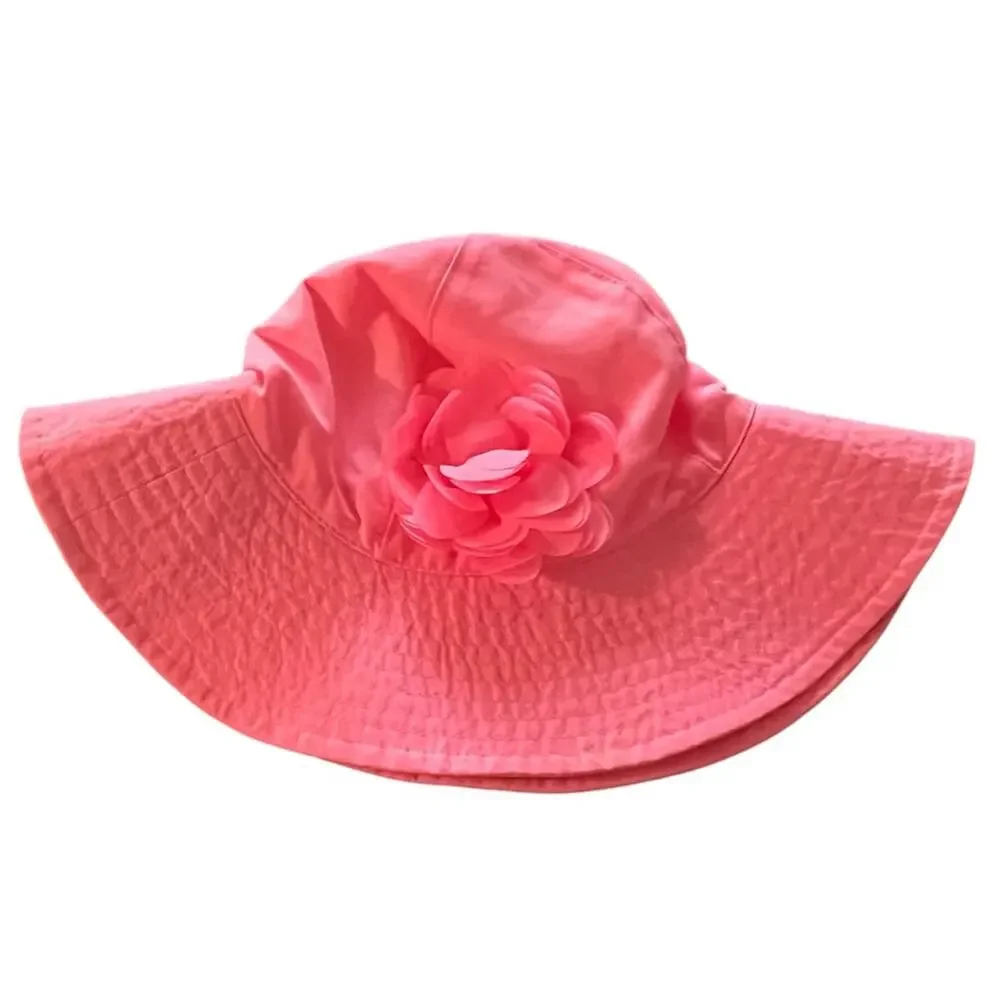 Carter’s infant hat coral pink with floral embellishment size 12-24 months